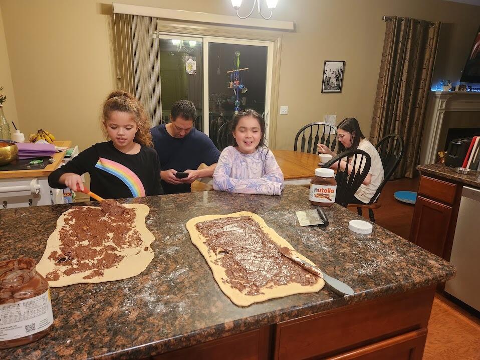 More time together to bond as a family.  We're making Nutella cinnamon rolls!