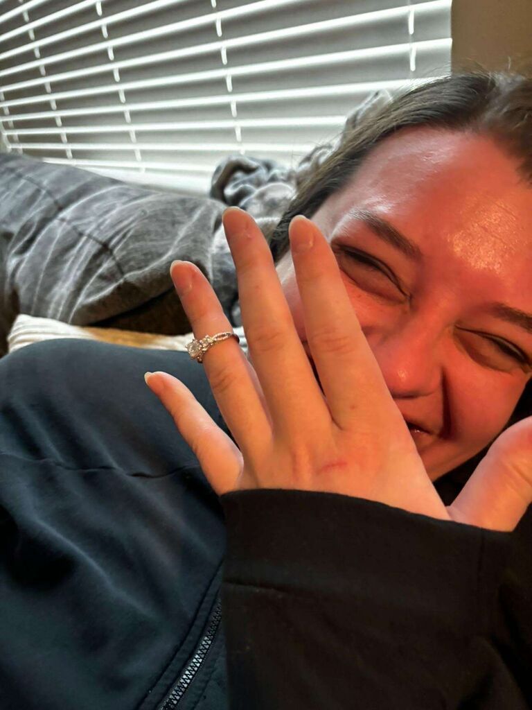 The day Tanner proposed! In our first apartment, on our couch, on some random Saturday just like how we are. 