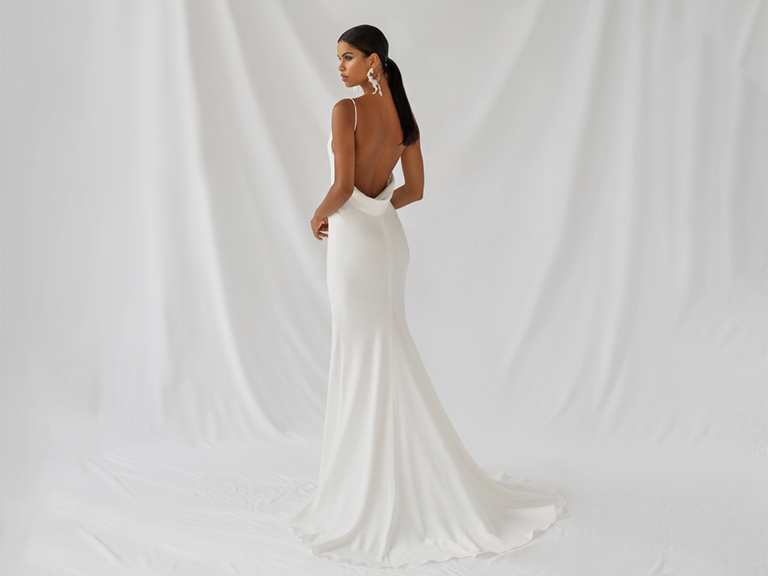Cowl Satin Corset Wedding Dress I Destination Wedding Dresses