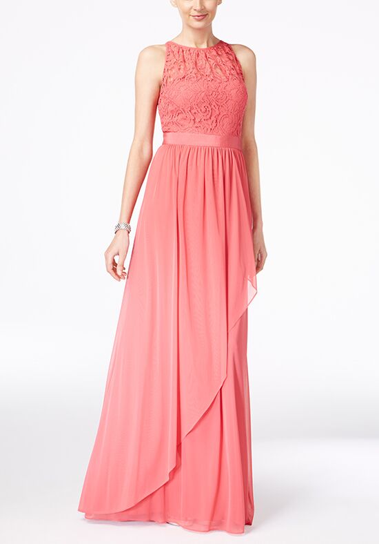 adrianna papell lace illusion halter gown
