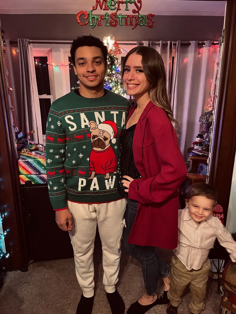 Celebrating Christmas at my Grandma's house! (with Brady the photo-bomber🤣)