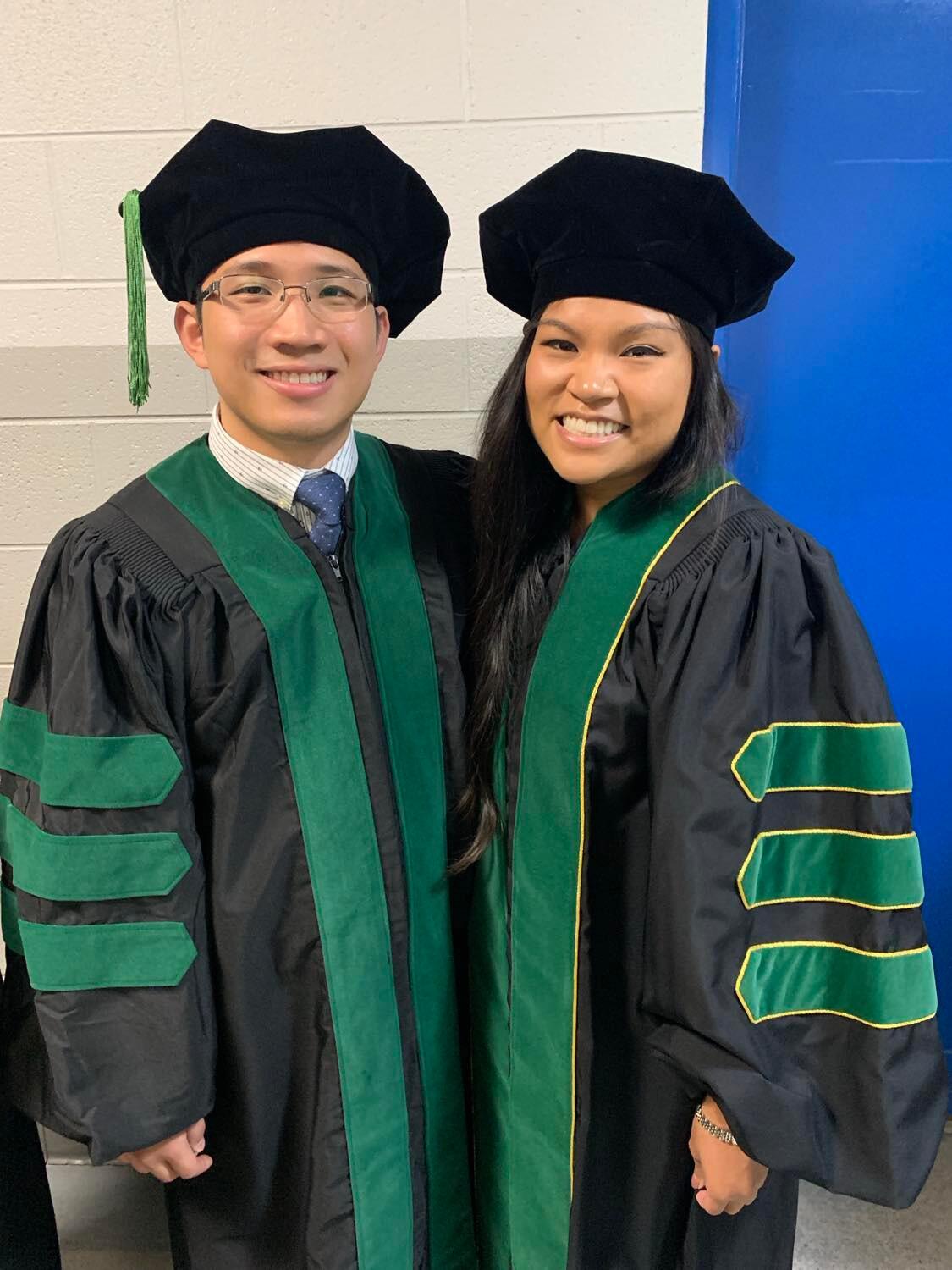 Binh and Jess graduated from medical school. Jess went to St. Luke's University Hospital in Bethlehem, PA for Family Medicine residency. Binh went to Wellspan York Hospital for Emergency Medicine residency. 