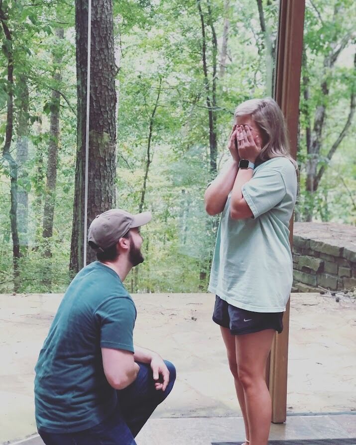 Clayton proposes to Anna at Anthony Chapel in Hot Springs, Arkansas!  Fun fact: Clayton and Anna dated for 11 years before he popped the question. Anna was in complete shock! 