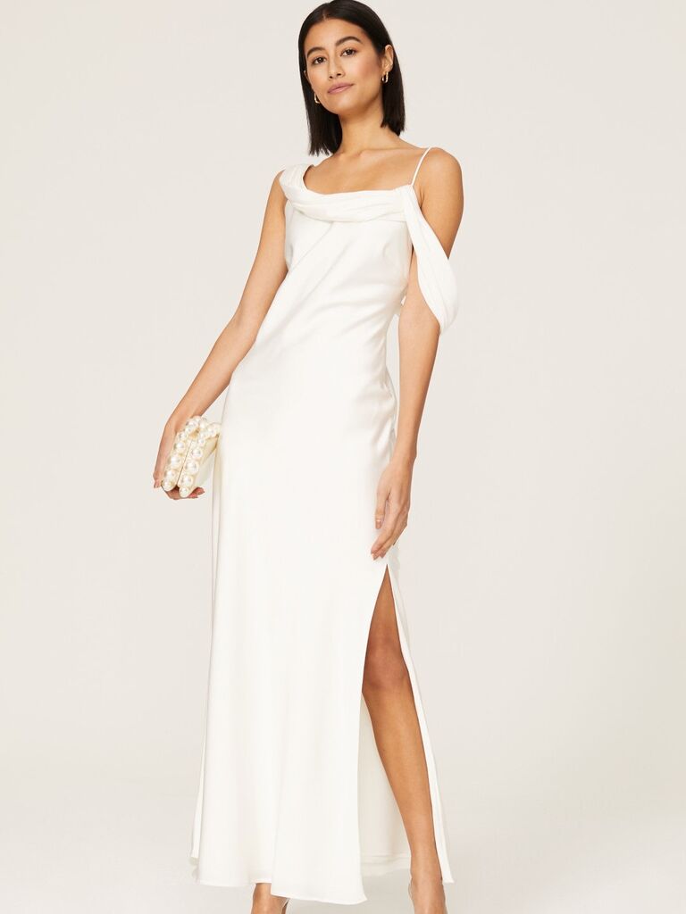 Rent the Runway white asymmetrical maxi dress