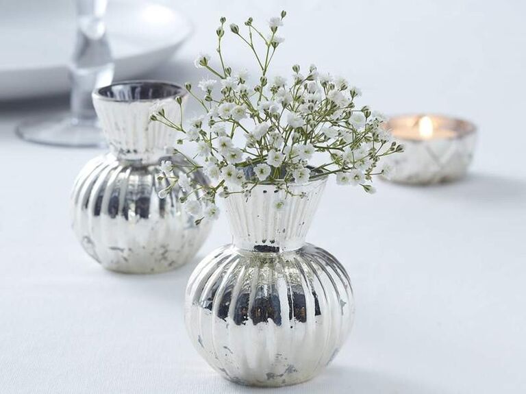 The Celebrations House ribbed silver glass vase