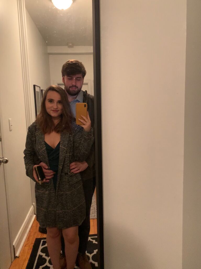 Just before going out to an Italian restaurant for their fifth anniversary!