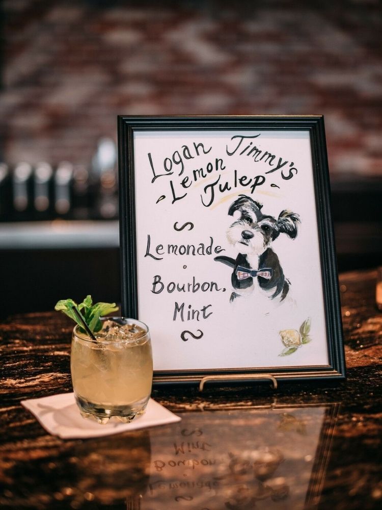 cocktail menu with dog picture