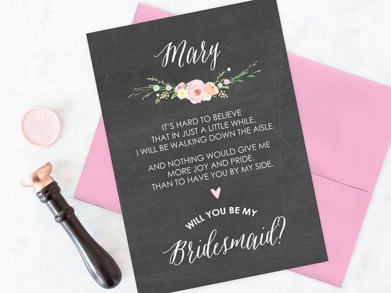 Will You Be My Bridesmaid Card Pink Dress Bridesmaid Proposal Card Dark Skin Bridesmaid Card Black Bridesmaid Bridal Wedding Card Girls