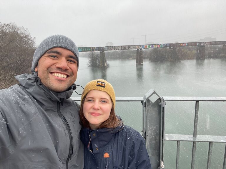 Our first date on a rare snowy day in Austin, TX.