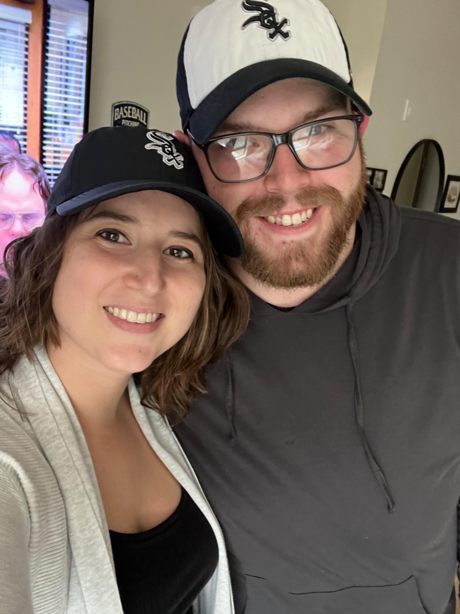 Our first picture together, at Ashton's housewarming party. This was two months after our first date. 