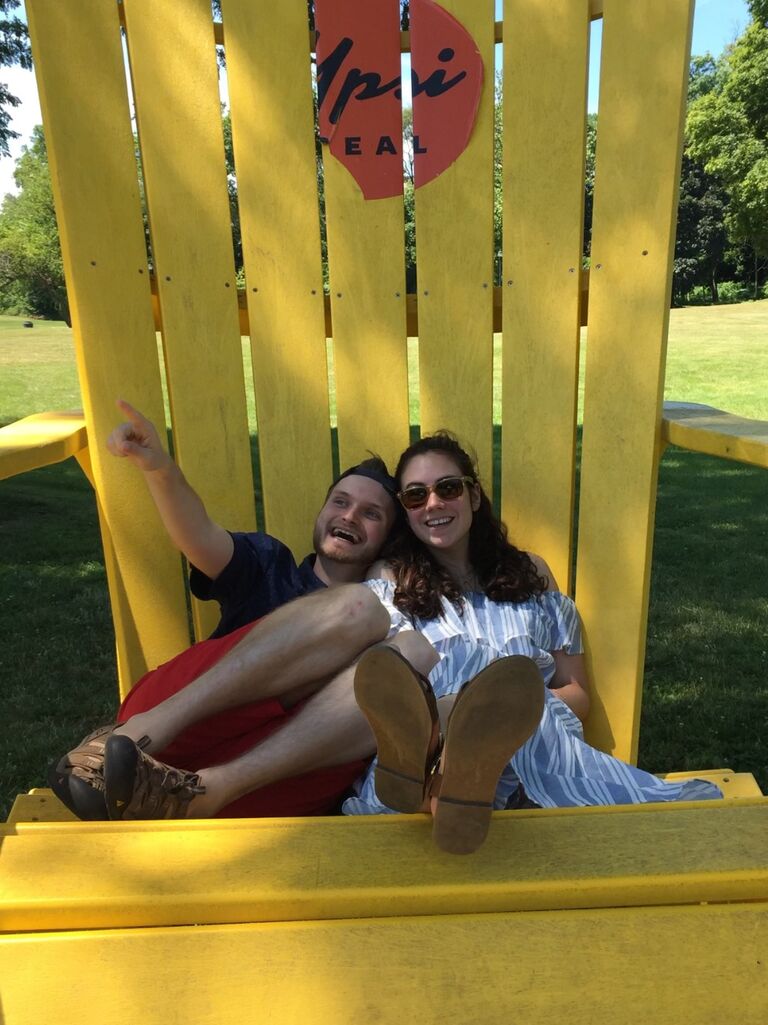We sat on this absolute unit of a chair when Alexa visited Josh's family in Ypsilanti, Michigan for the first time! {Fun Fact: Alexa has a really old home video of her practicing lines with her mom for a summer theatre camp audition, and in the video, the scene she reads mentions Ypsilanti!}