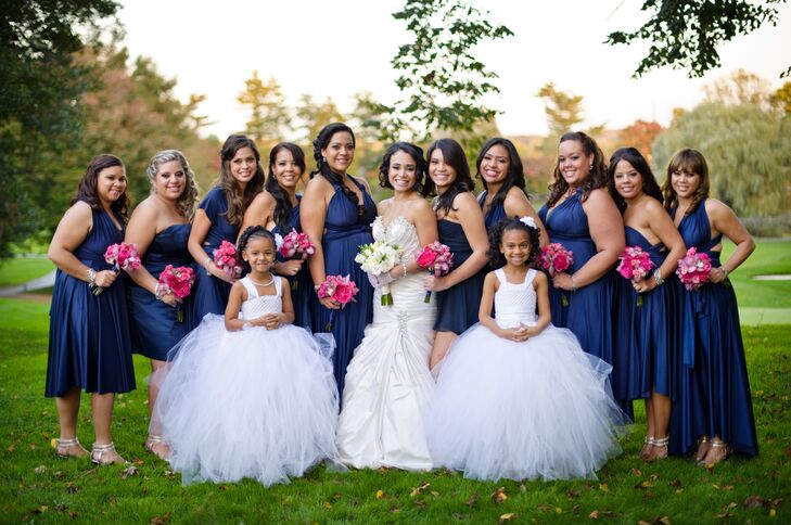 bridesmaids in navy blue