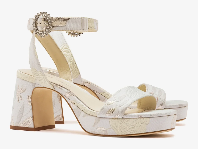 Larroudé x Markarian brocade bridal heels