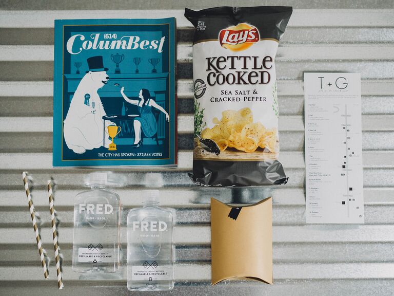 Columbus city guide in wedding welcome bag