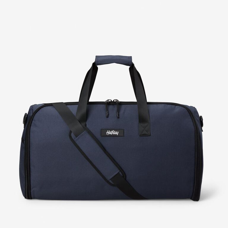 Blue duffel bag with a trolley sleeve