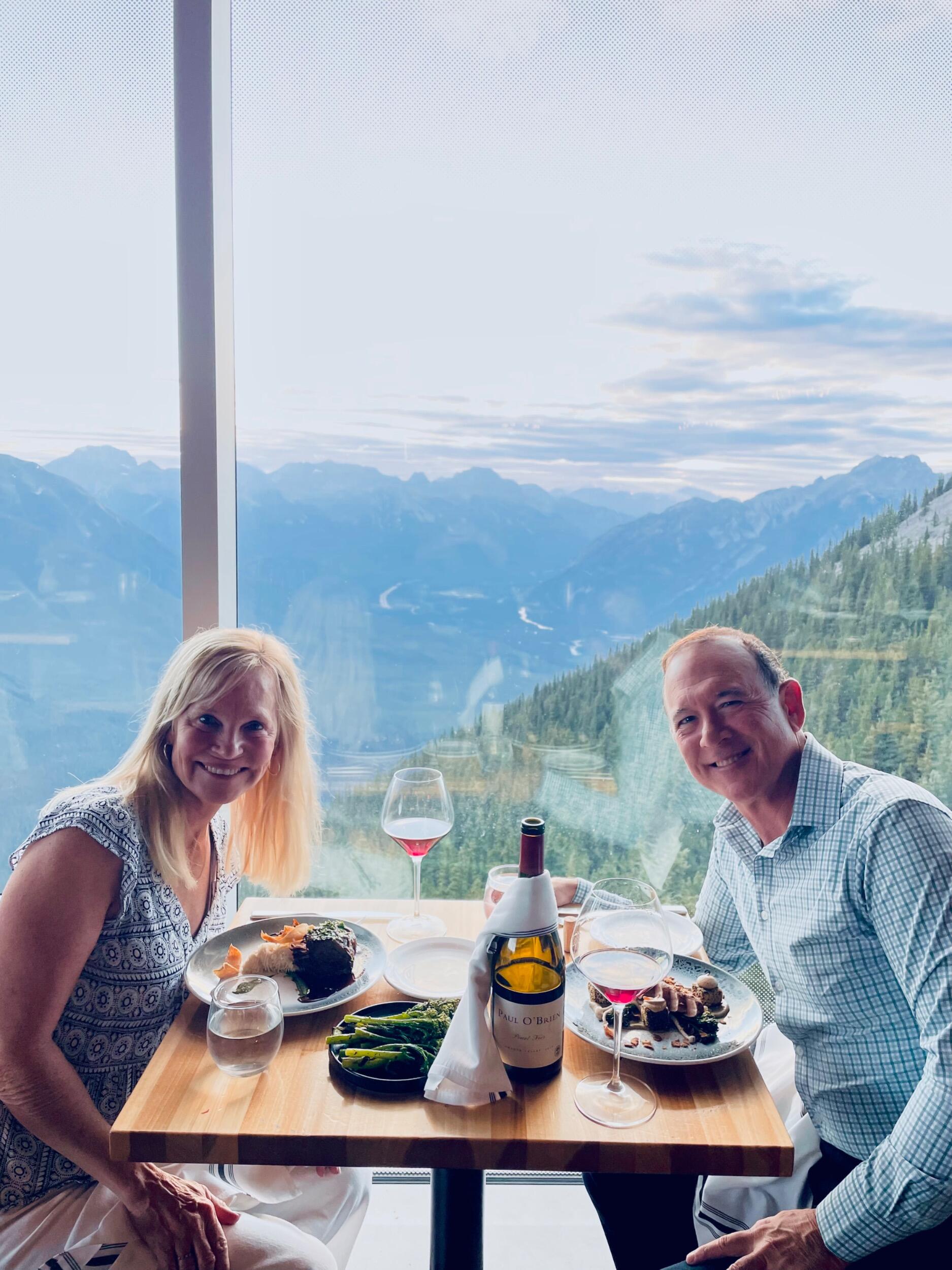 Dinner at the top of the Gondola in Banff.