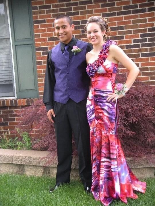 Julia and Jose had their first official date at Junior Prom where they were both on the Prom Court. Jose felt very cool driving his dad's Jeep.
