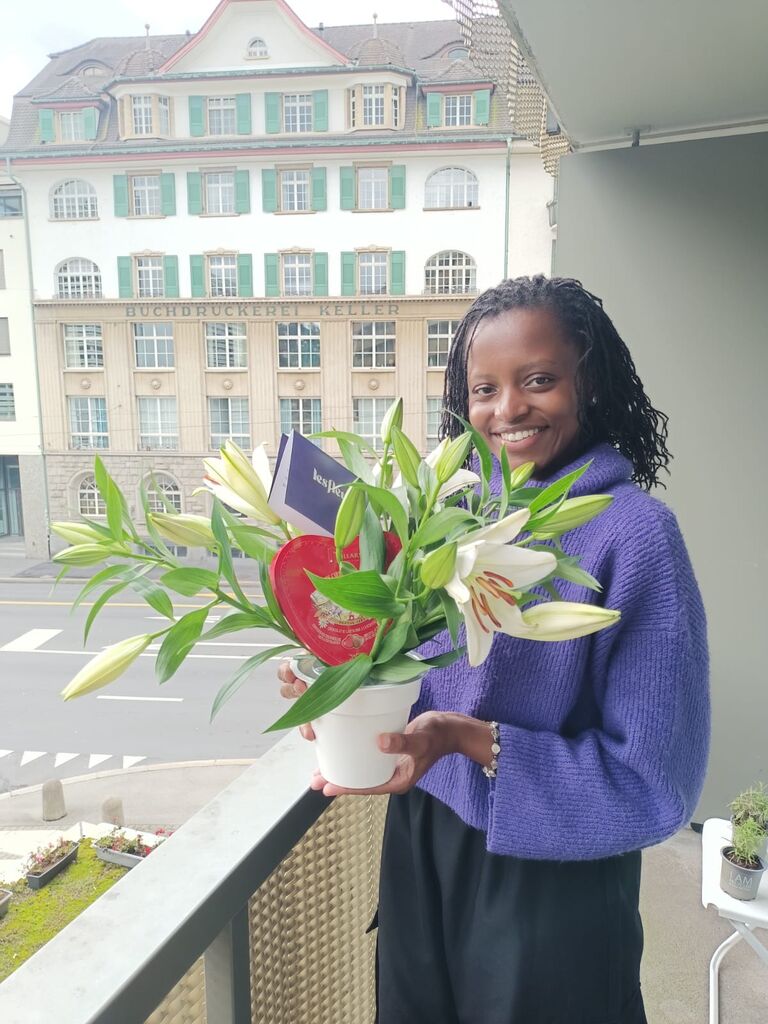 Danny sends June one of many batches of flowers while she is in Lucerne