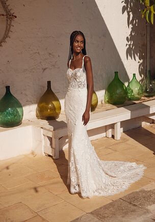Cotton Lace Fit and Flare with Notch Neckline and Scoop Back