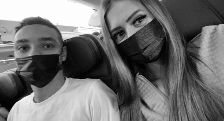 Our first plane ride together on our way to  Miami for our first cruise together