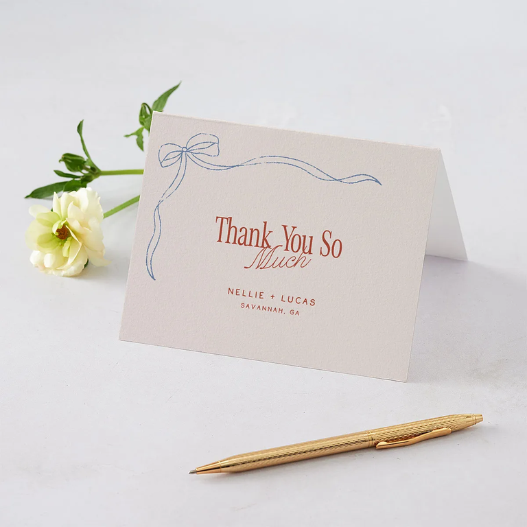 Bow accent thank-you card