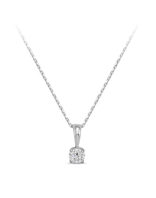 Solitaire Diamond Necklace 1 ct tw Round-cut 14K White Gold 18 (I/I2)