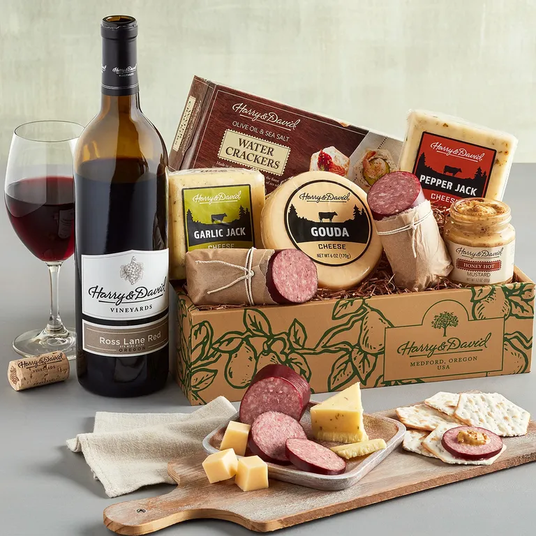 Wine and cheese anniversary gift set for couples who have everything