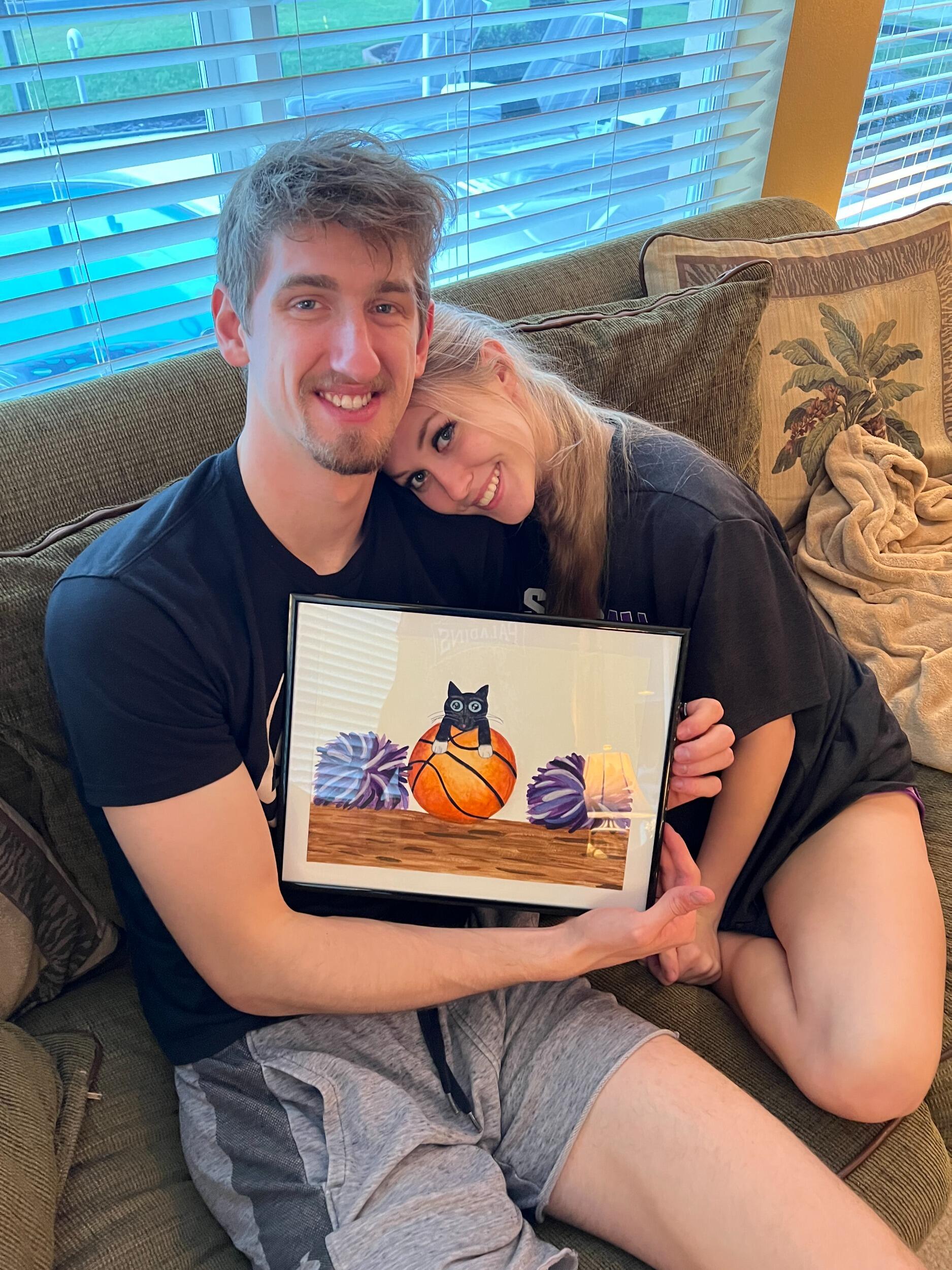 Mere's painting for Jonny as a gift during their first Christmas!