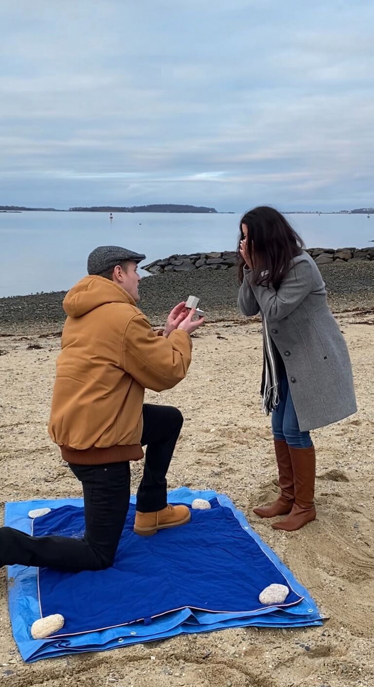 Patrick and Monika get Engaged! Patrick planned the special proposal at Wessagusset Beach in Weymouth, MA. Monika's parents Karen and Kelly even tagged along to witness the memorable event!