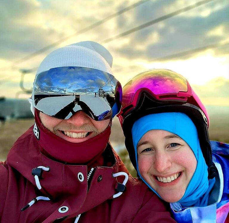 Skiing together-- one of their favorite activities to do in the winter!