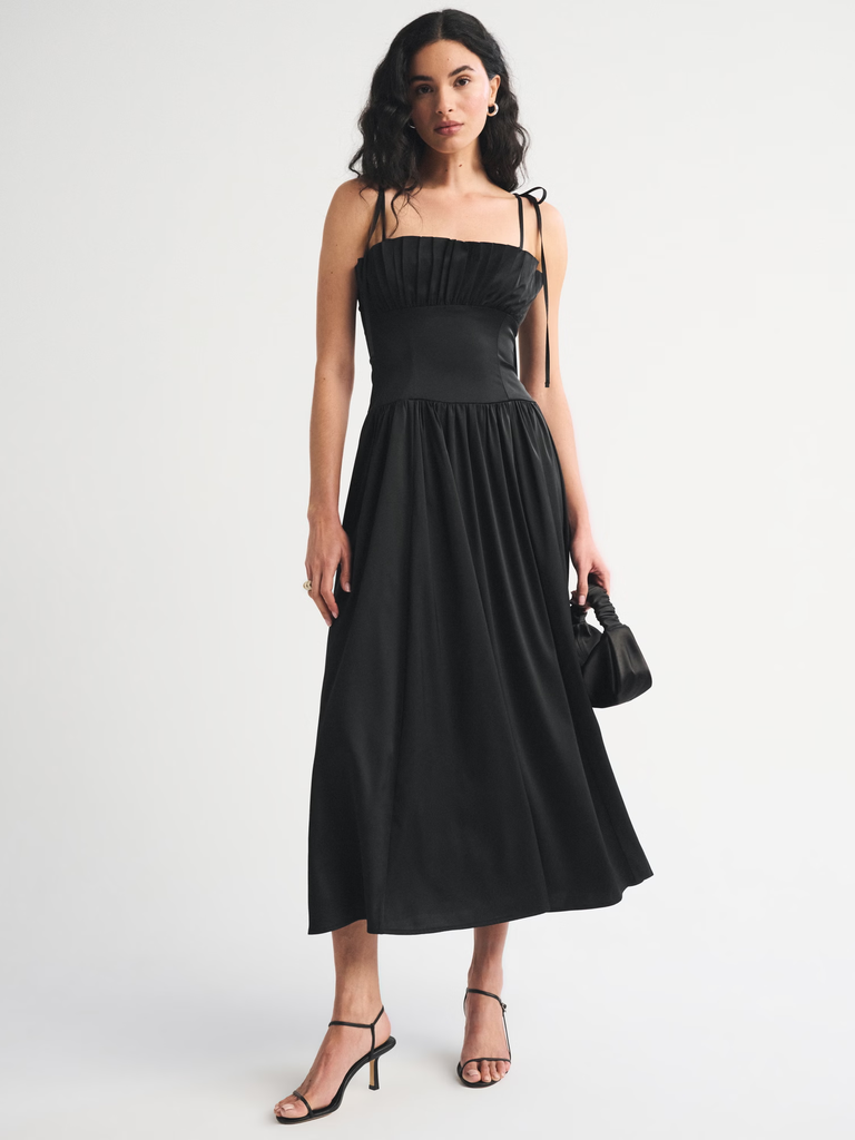 Abercrombie & Fitch black tie-strap petite dress