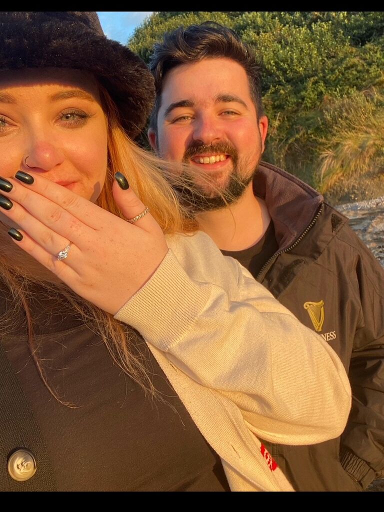 Engaged on a private beach