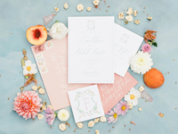 Pink and white wedding invitation suite with calligraphy by Order She Wrote Calligraphy