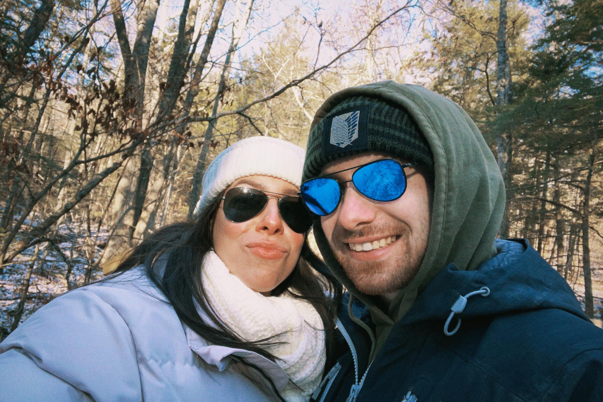 Brendan's birthday in Tannersville, NY. You can probably tell which one of us was not ready for that cold weather.