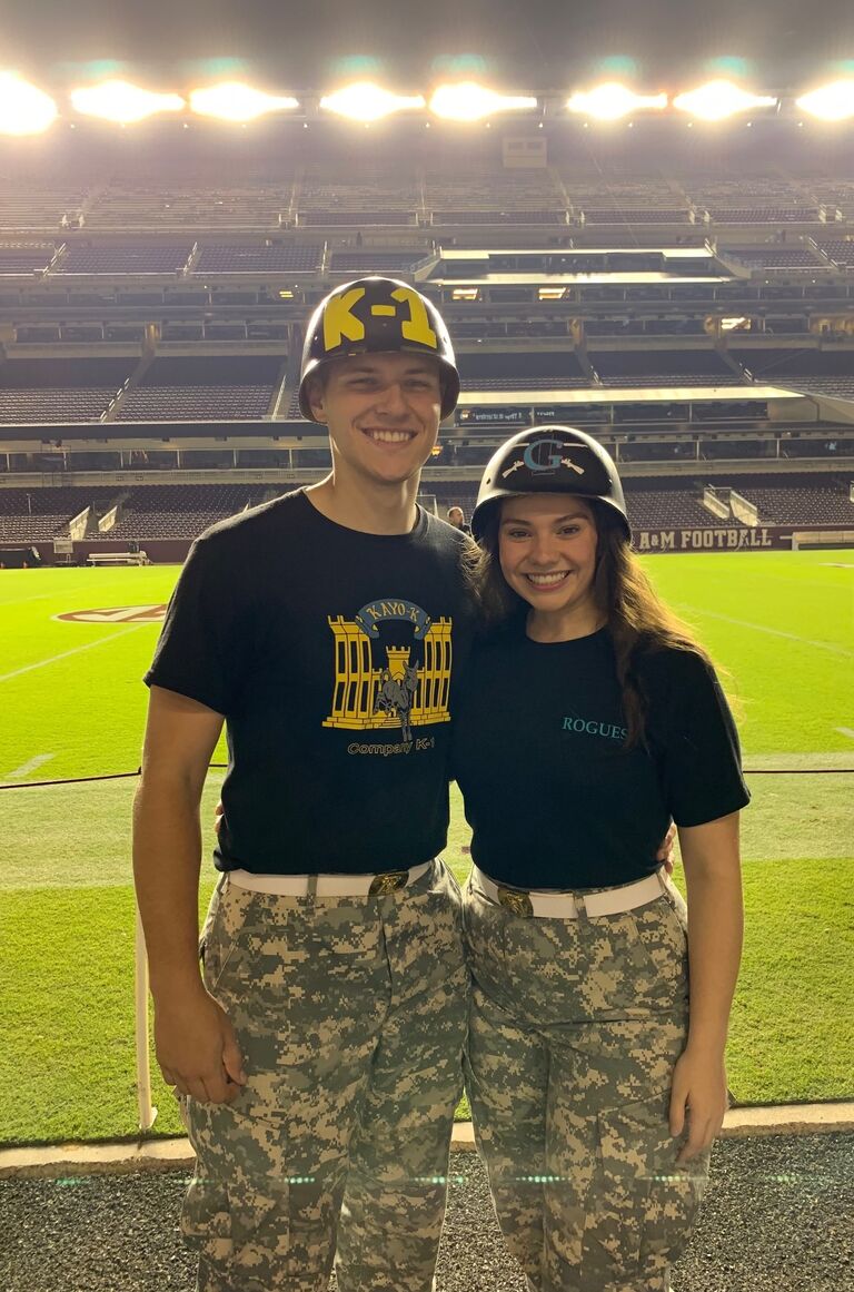 Back to school! Noah and Patty started their junior year of college with a Redass Fightin' Texas Aggie Midnight Yell. A privilege for only junior cadets to be on the field.