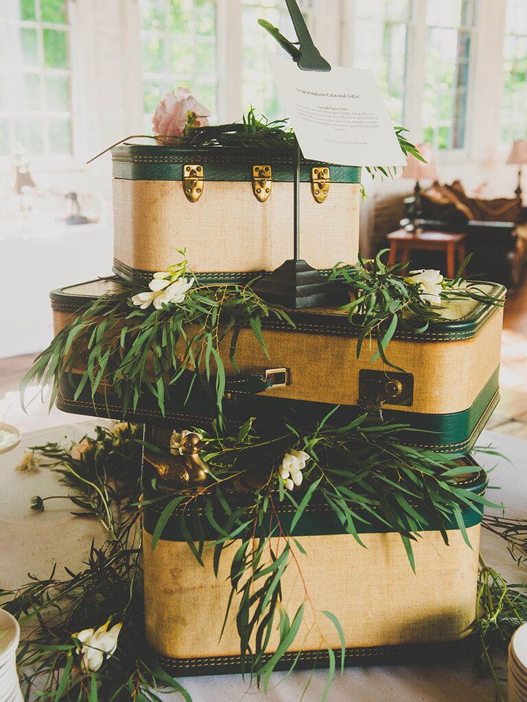 Vintage suitcase wedding decorations