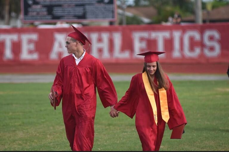 We were able to sit next to each other at our high school graduation due to COVID, so we are very thankful for this. To be able to walk off that stage with our diplomas, while holding hands was the best feeling ever!