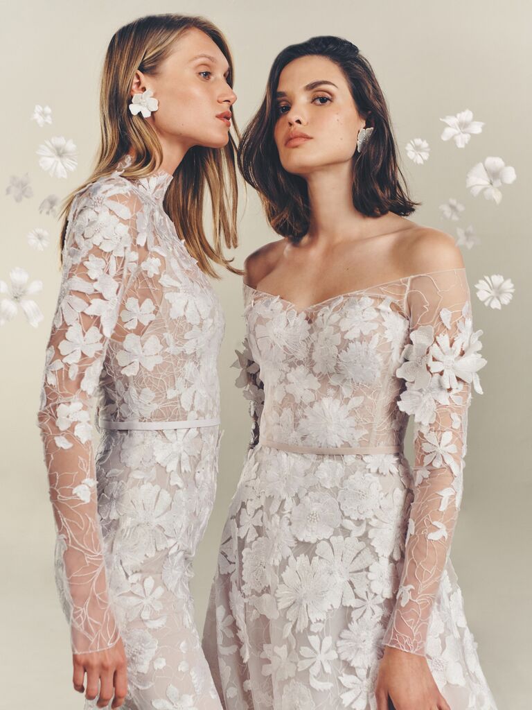 Floral wedding dress trends by Mira Zwillinger. 