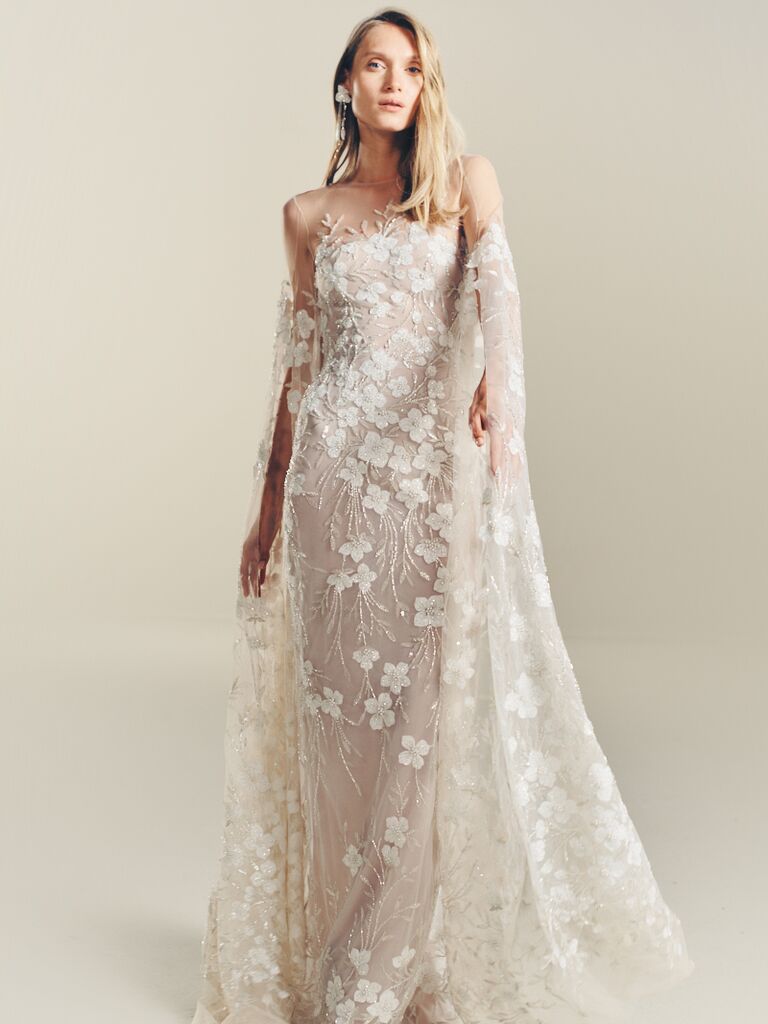 Floral sparkly wedding dress by Mira Zwillinger. 
