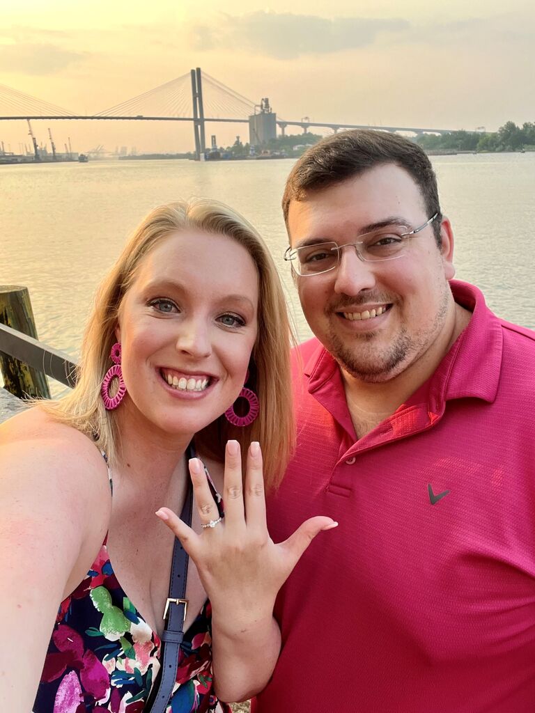 On our way to dinner after the engagement (where I originally thought he was going to propose).