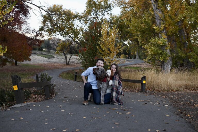 Marriage - 

Caleb & Cassie are excited that their next fall photos together will be at their wedding & they will get to continue their lives together with their two doodle pups!