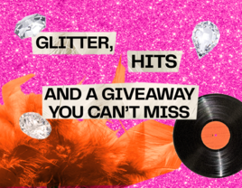 Collage of glitter and feathers