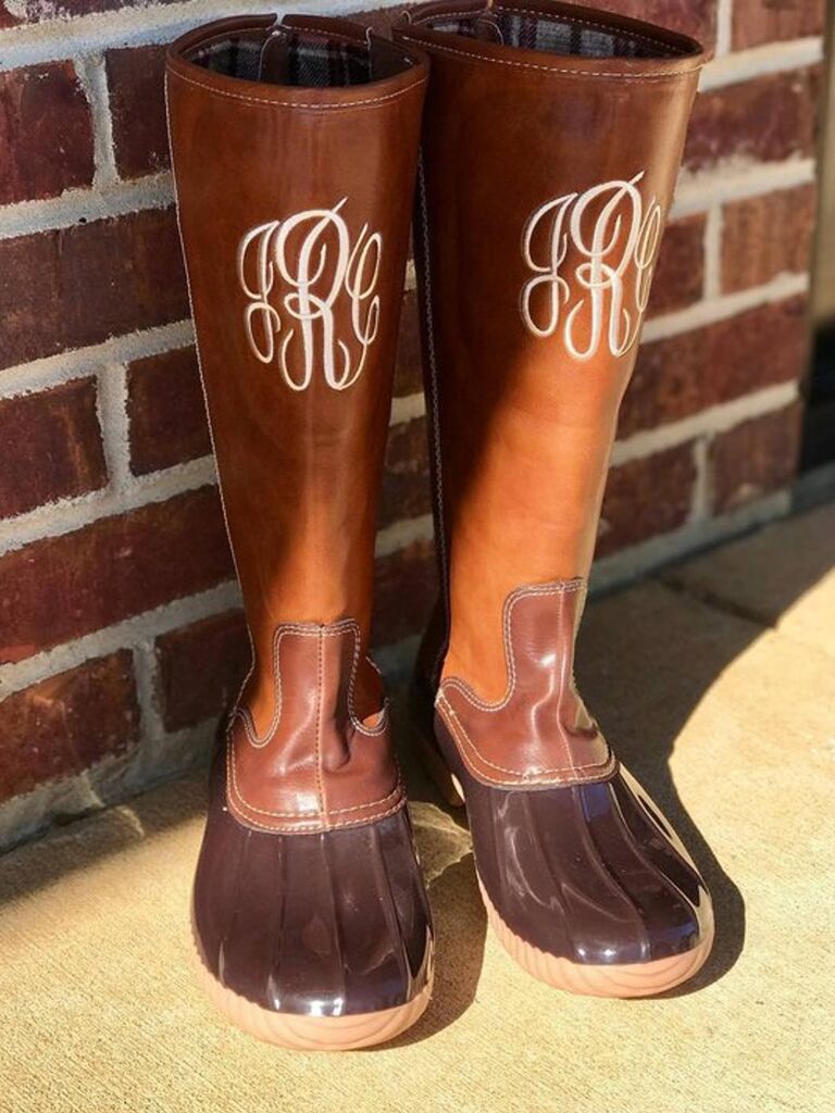  Monogramm Ente Stiefel für regnerischen Hochzeitstag