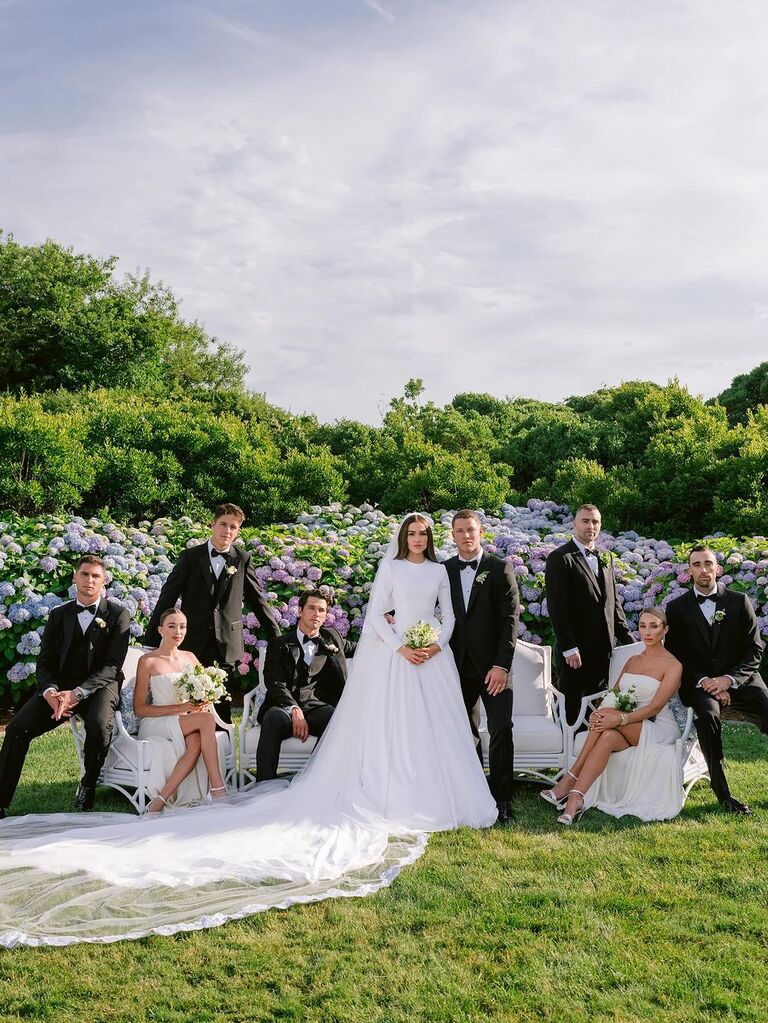 Christian McCaffrey and Olivia Culpo with their wedding party