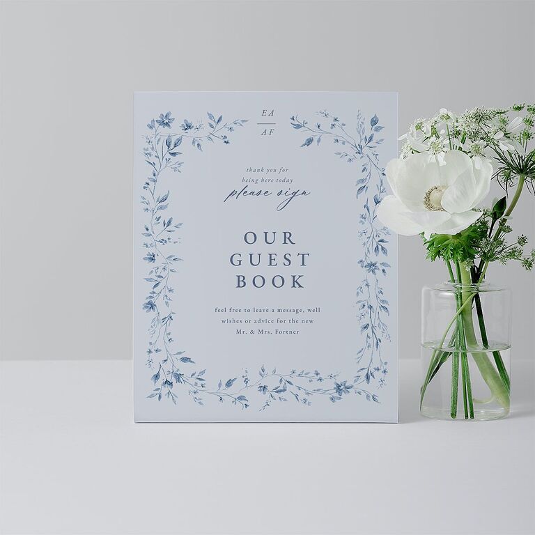 Floral wedding guest book sign 