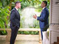 Grant Ellis with Jesse Palmer on The Bachelor Finale