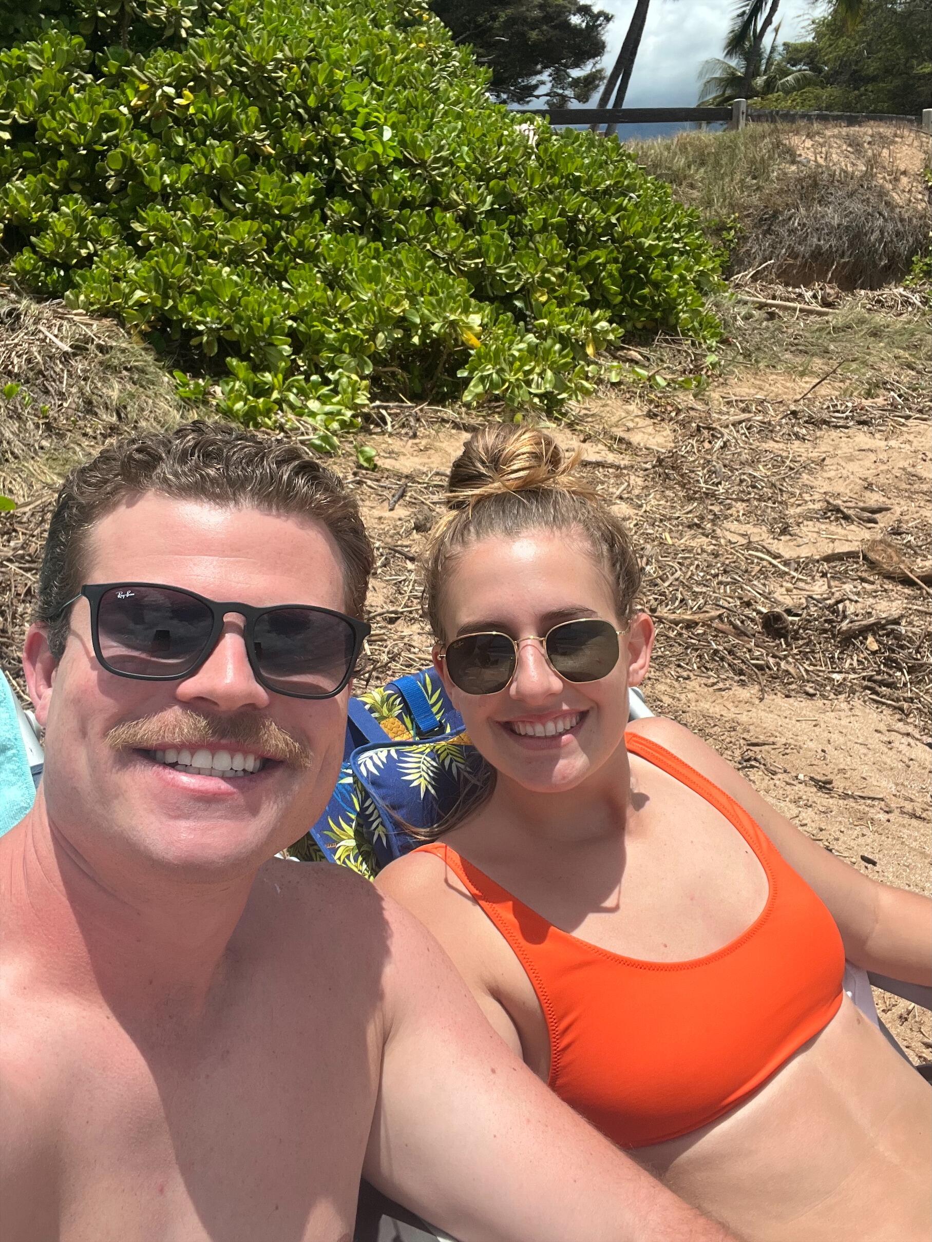Tyler & Fran in Hawaii during Frasca Family Vacation (and the start of Tyler's mustache era)