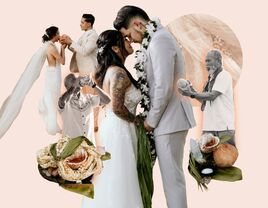 Collage of couples getting married in Hawaii.