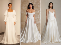 Three Basque waist wedding dresses