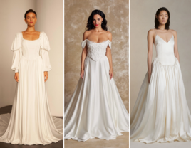 Three Basque waist wedding dresses